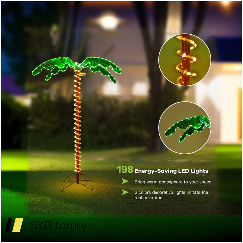 5 Feet Led Pre-Lit Palm Tree Decor With Light Rope 240515-229236