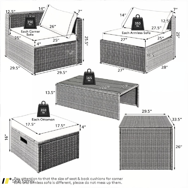 8 Pieces Patio Rattan Furniture Set With Storage Waterproof Cover And Cushion 240515-229242