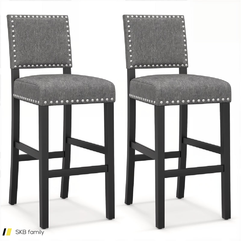 38.5/43.5 Inch Set Of 2 Counter Height Chairs With Solid Rubber Wood Frame 240515-229249