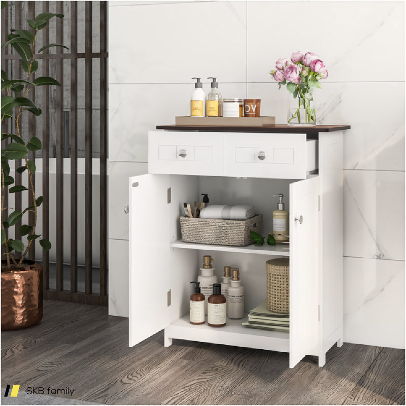 Freestanding Bathroom Floor Cabinet Storage Organizer With 2 Drawers 240515-229251