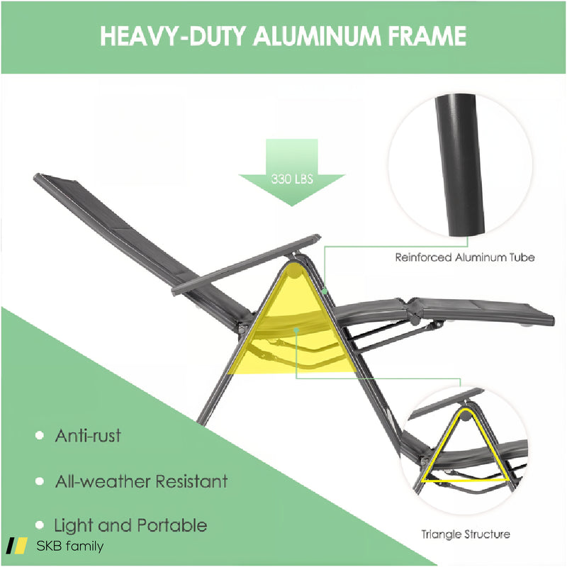 Aluminum Frame Adjustable Outdoor Foldable Reclining Padded Chair 240615-229257