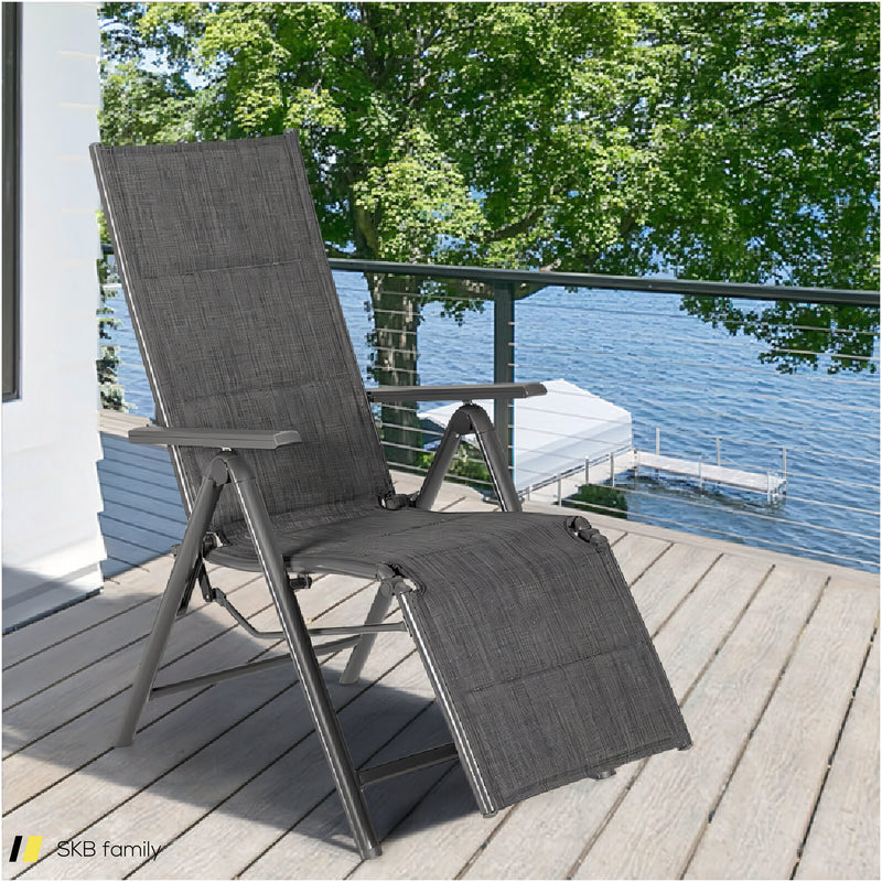 Aluminum Frame Adjustable Outdoor Foldable Reclining Padded Chair 240615-229257