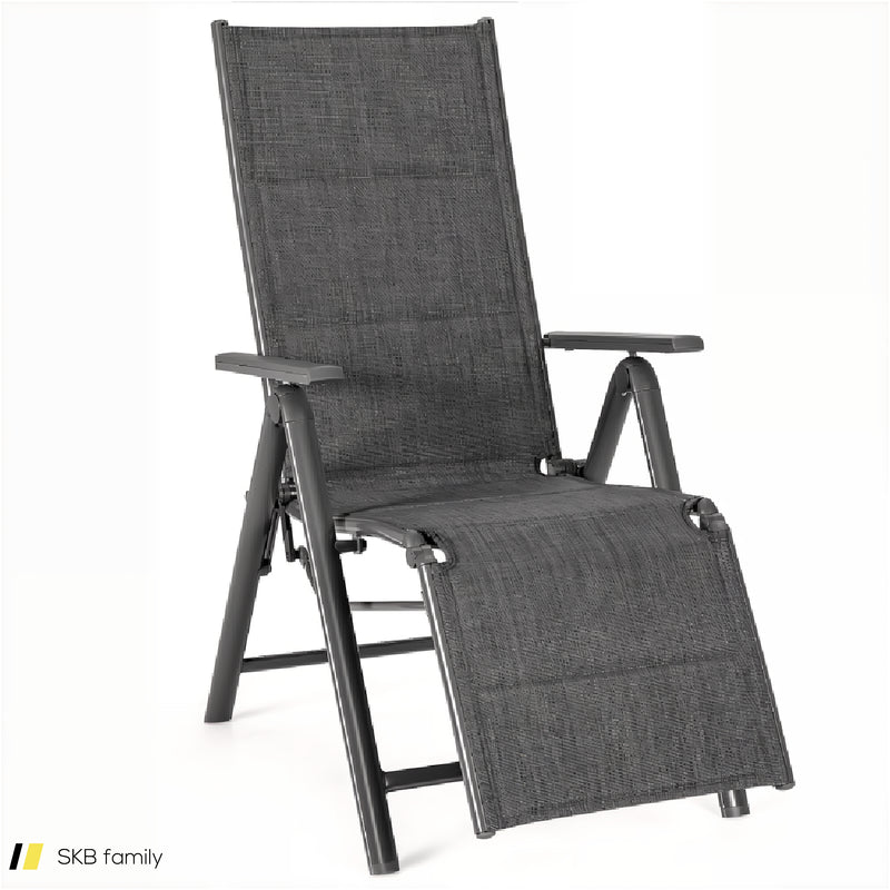 Aluminum Frame Adjustable Outdoor Foldable Reclining Padded Chair 240615-229257