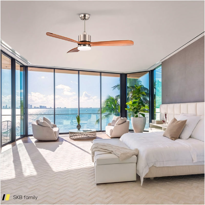 52 Inch Reversible Ceiling Fan With Led Light And Adjustable Temperature 240615-229258