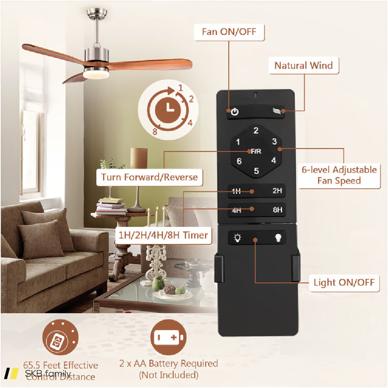 52 Inch Reversible Ceiling Fan With Led Light And Adjustable Temperature 240615-229258