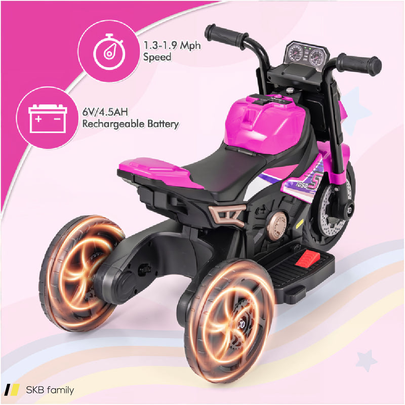 Kids Ride-On Motorcycle 6v Battery Powered Motorbike With Detachable Training Wheels 240615-229260