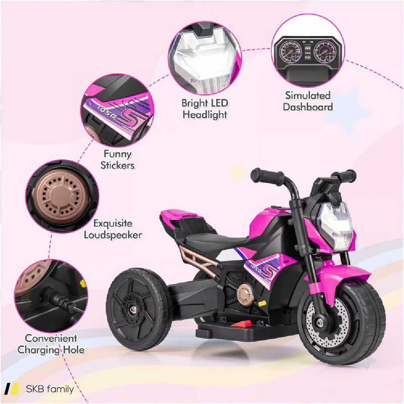 Kids Ride-On Motorcycle 6v Battery Powered Motorbike With Detachable Training Wheels 240615-229260