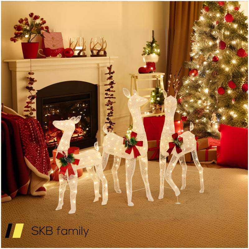 3-Piece Pre-Lit Christmas Reindeer Family With 230 Warm White Led Lights 240615-229265