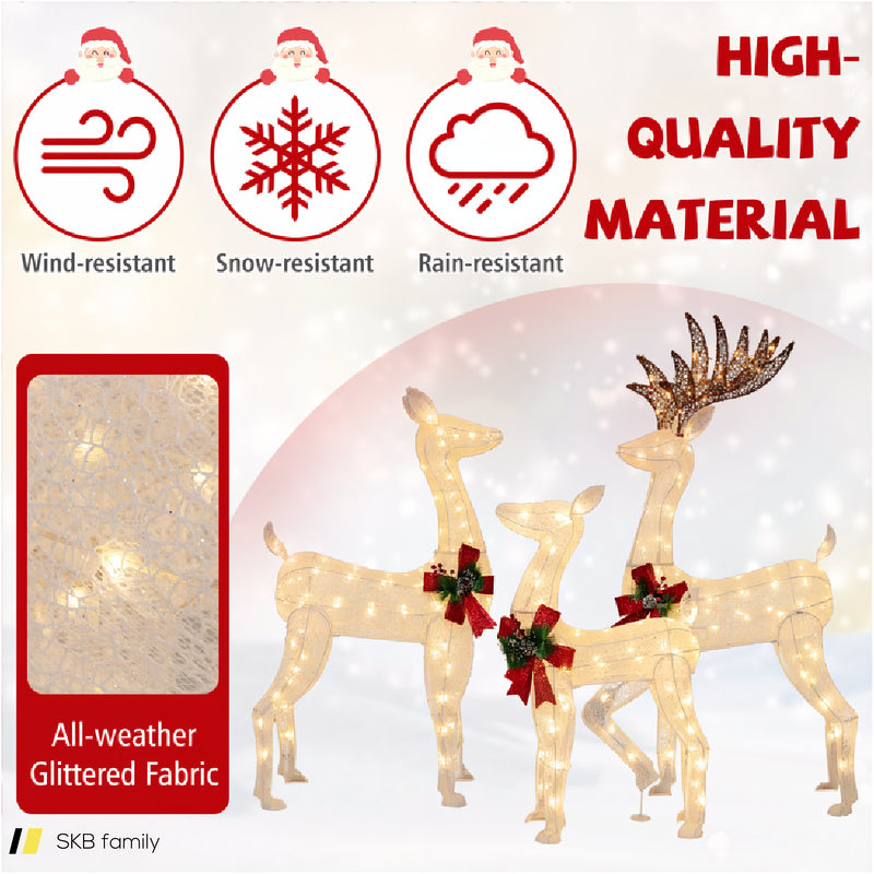 3-Piece Pre-Lit Christmas Reindeer Family With 230 Warm White Led Lights 240615-229265