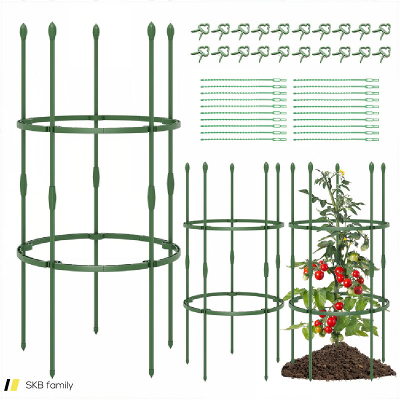 3-Pack Garden Trellis 40&Quot;/60&Quot; Tall Plant Support Stands With Clips And Ties 240615-229267