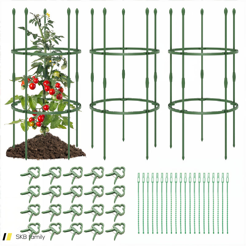 3-Pack Garden Trellis 40&Quot;/60&Quot; Tall Plant Support Stands With Clips And Ties 240615-229267