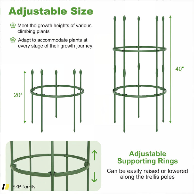 3-Pack Garden Trellis 40&Quot;/60&Quot; Tall Plant Support Stands With Clips And Ties 240615-229267