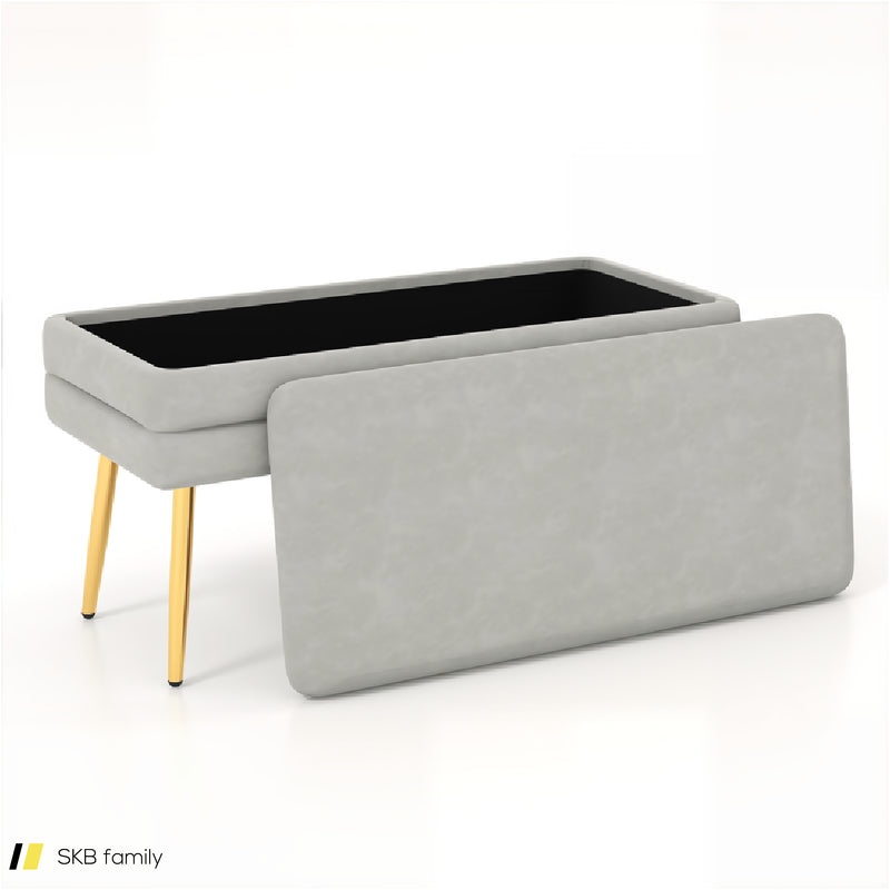 Velvet Upholstered Storage Bench With Removable Top 240615-229268