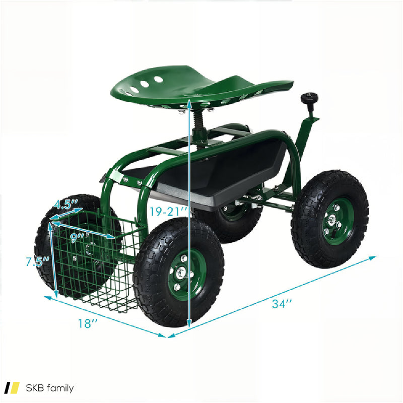 4-Wheel Rolling Garden Cart Work Seat 240615-229271