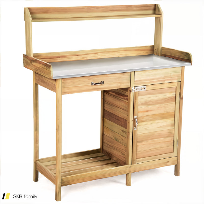 Outdoor Garden Wooden Work Station Potting Bench 240615-229273