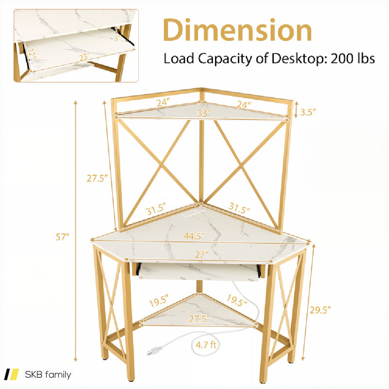 Space-Saving Corner Computer Desk With With Hutch And Keyboard Tray 240615-229284