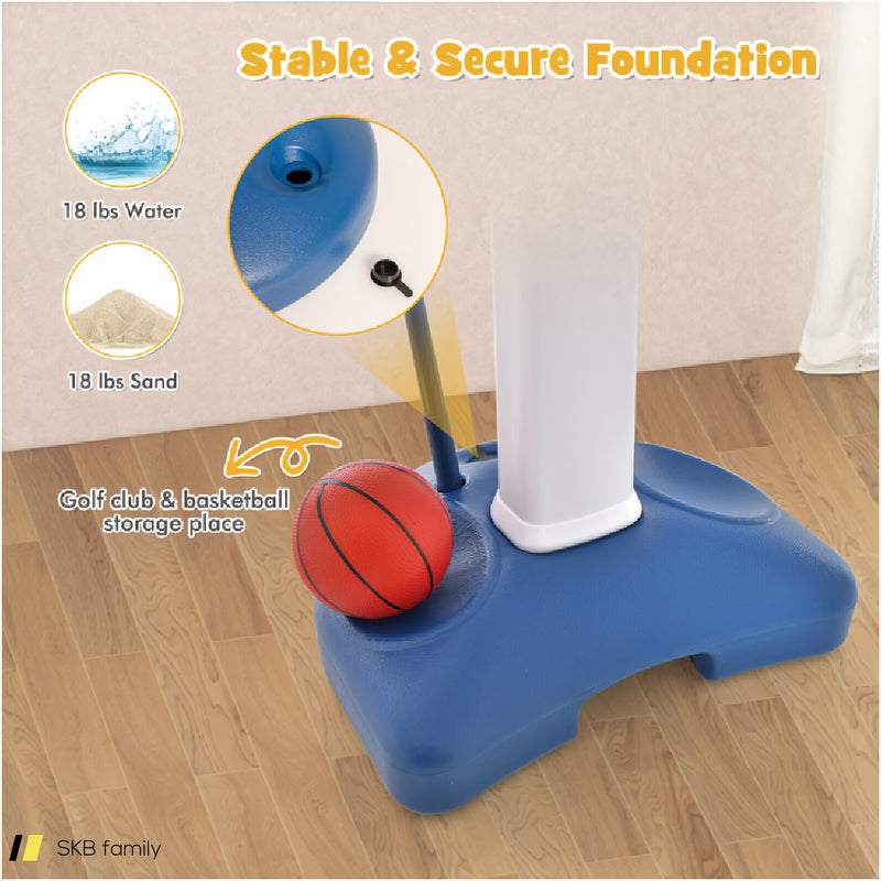 4-In-1 Adjustable Kids Basketball Hoop With Ring Toss Sticky Ball 240615-229290