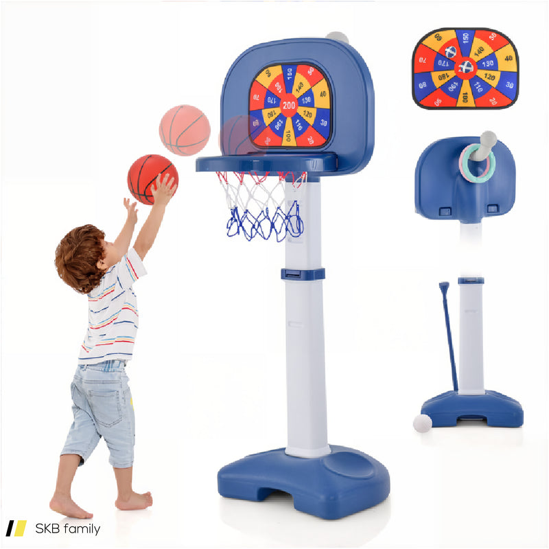 4-In-1 Adjustable Kids Basketball Hoop With Ring Toss Sticky Ball 240615-229290