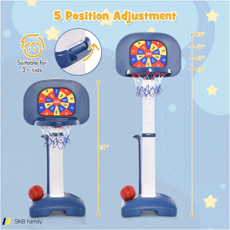 4-In-1 Adjustable Kids Basketball Hoop With Ring Toss Sticky Ball 240615-229290