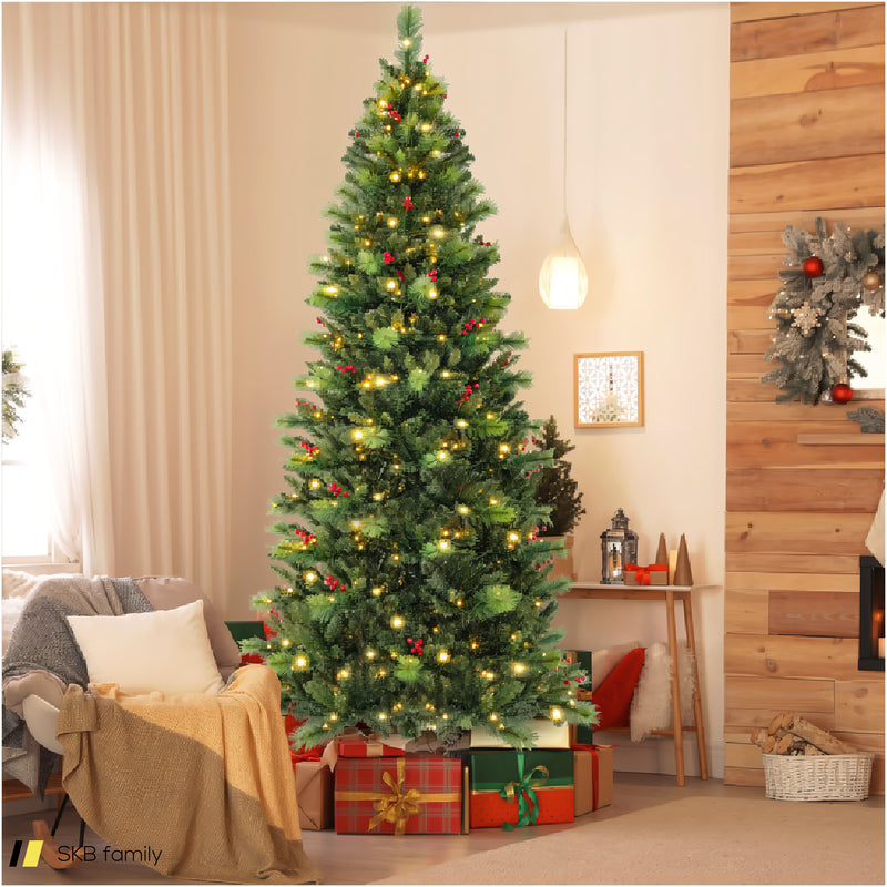 6/7/8 Feet Pre-Lit Artificial Christmas Tree With 300/400/500 Led Lights 240615-229292