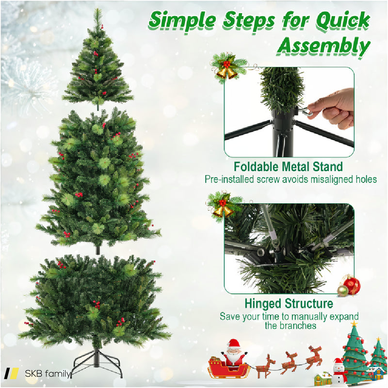 6/7/8 Feet Pre-Lit Artificial Christmas Tree With 300/400/500 Led Lights 240615-229292