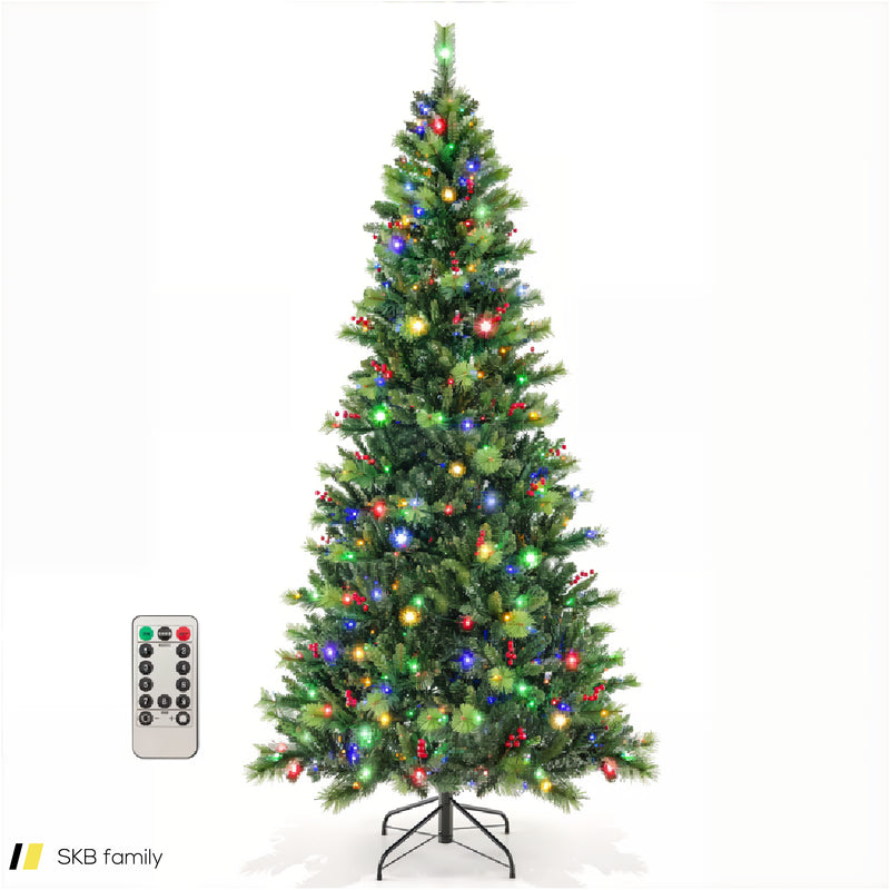 6/7/8 Feet Pre-Lit Artificial Christmas Tree With 300/400/500 Led Lights 240615-229292