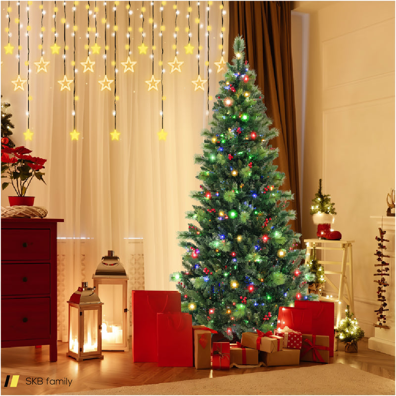 6/7/8 Feet Pre-Lit Artificial Christmas Tree With 300/400/500 Led Lights 240615-229292