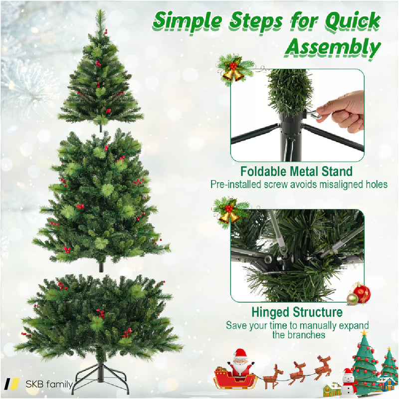 6/7/8 Feet Pre-Lit Artificial Christmas Tree With 300/400/500 Led Lights 240615-229292