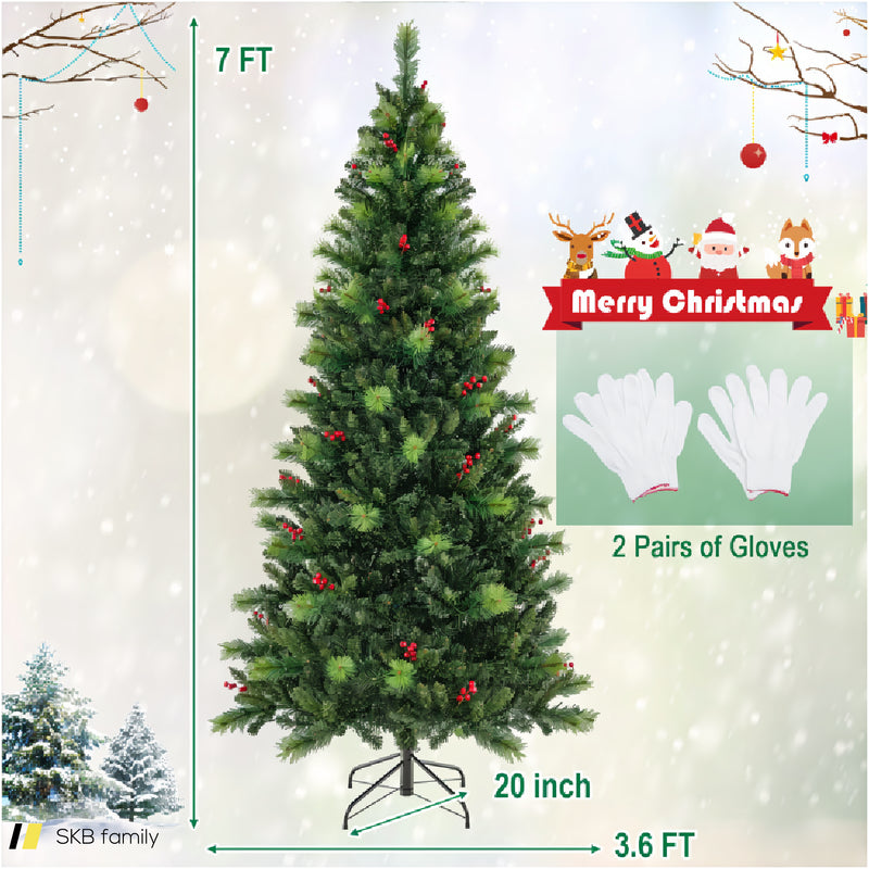 6/7/8 Feet Pre-Lit Artificial Christmas Tree With 300/400/500 Led Lights 240615-229292