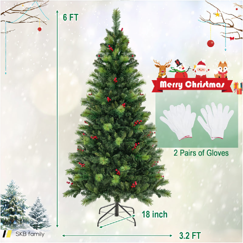 6/7/8 Feet Pre-Lit Artificial Christmas Tree With 300/400/500 Led Lights 240615-229292