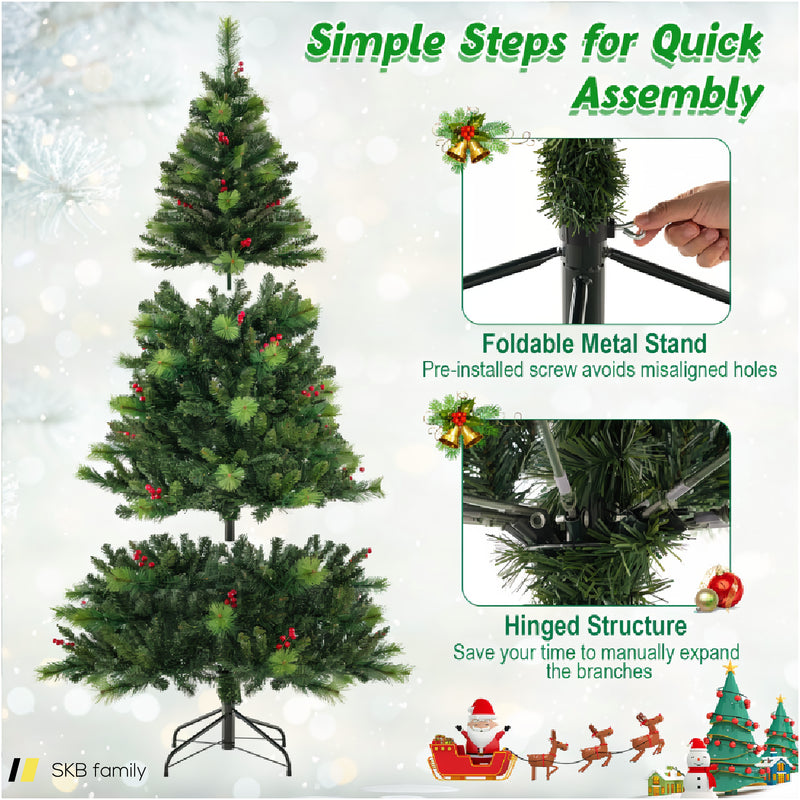 6/7/8 Feet Pre-Lit Artificial Christmas Tree With 300/400/500 Led Lights 240615-229292