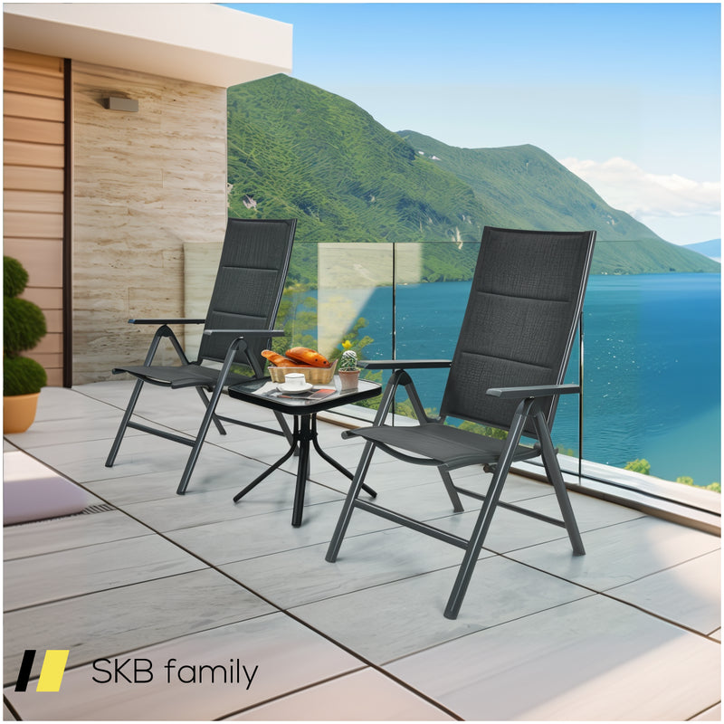 2 Pieces Patio Folding Dining Chairs With Aluminum Padded Adjustable Back 240615-229296