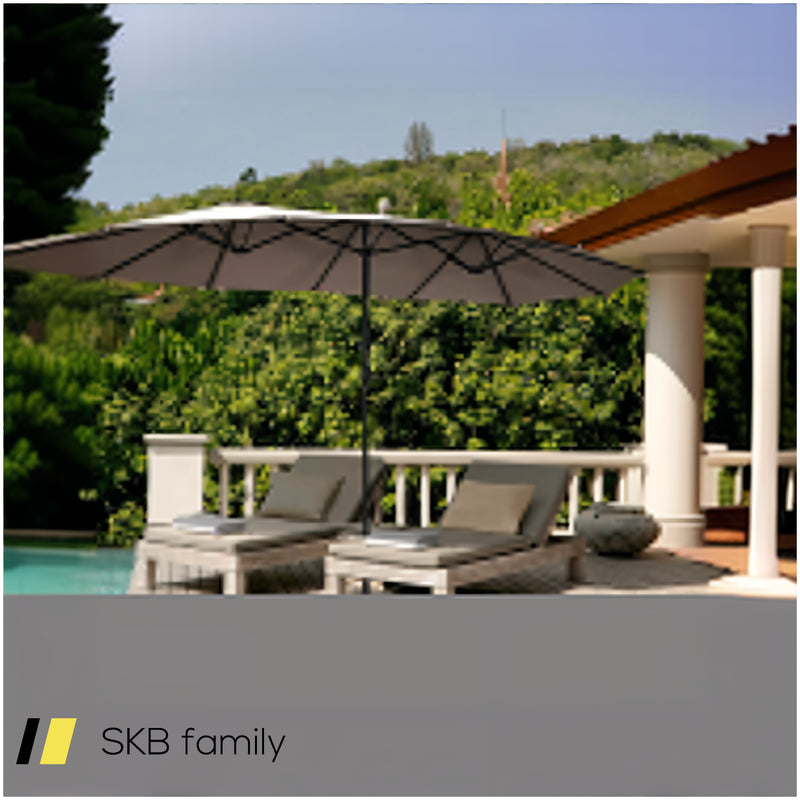 15 Feet Double-Sided Outdoor Patio Umbrella With Crank Without Base 240615-229297