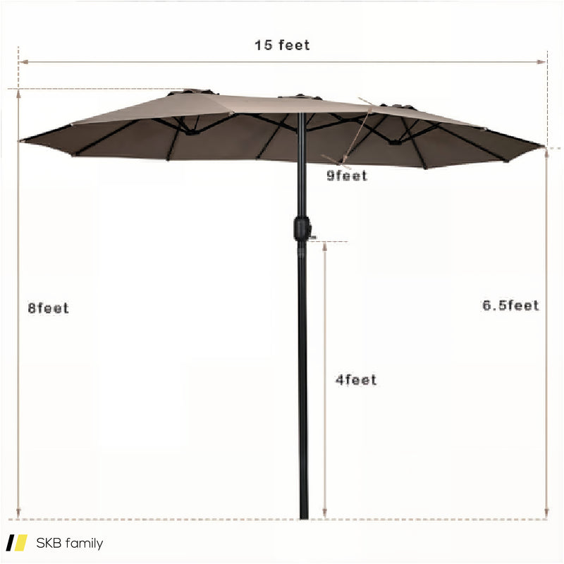 15 Feet Double-Sided Outdoor Patio Umbrella With Crank Without Base 240615-229297