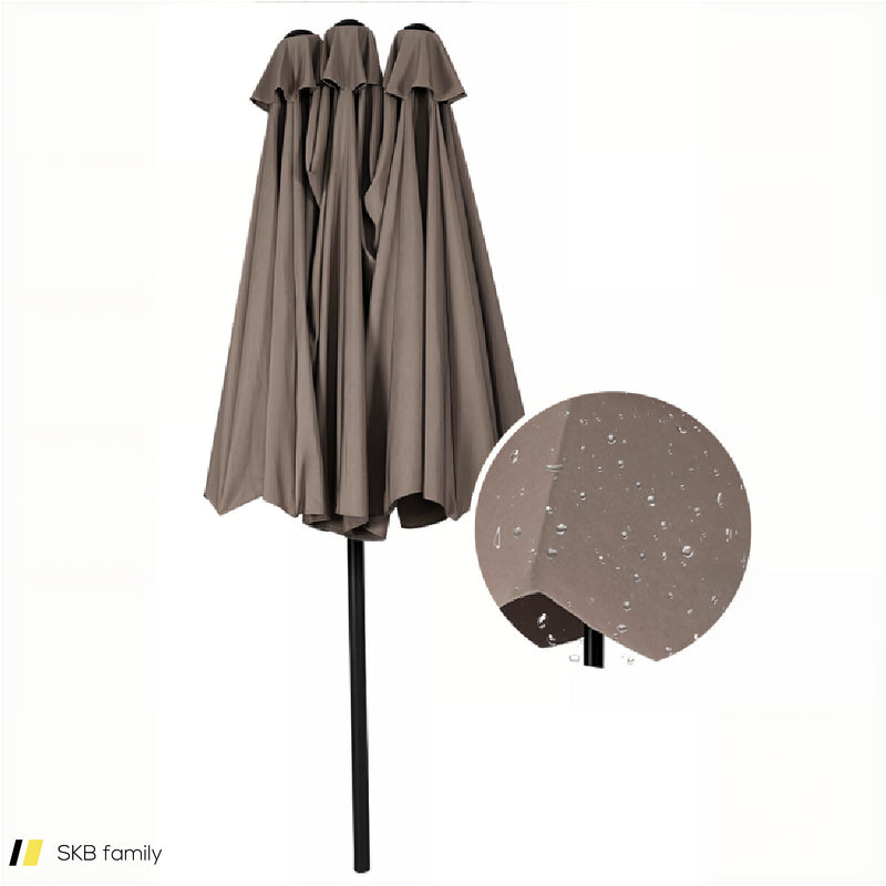 15 Feet Double-Sided Outdoor Patio Umbrella With Crank Without Base 240615-229297