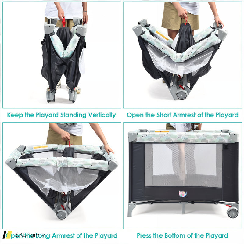 Portable Baby Playard Playpen Nursery Center With Changing Station 240615-229298