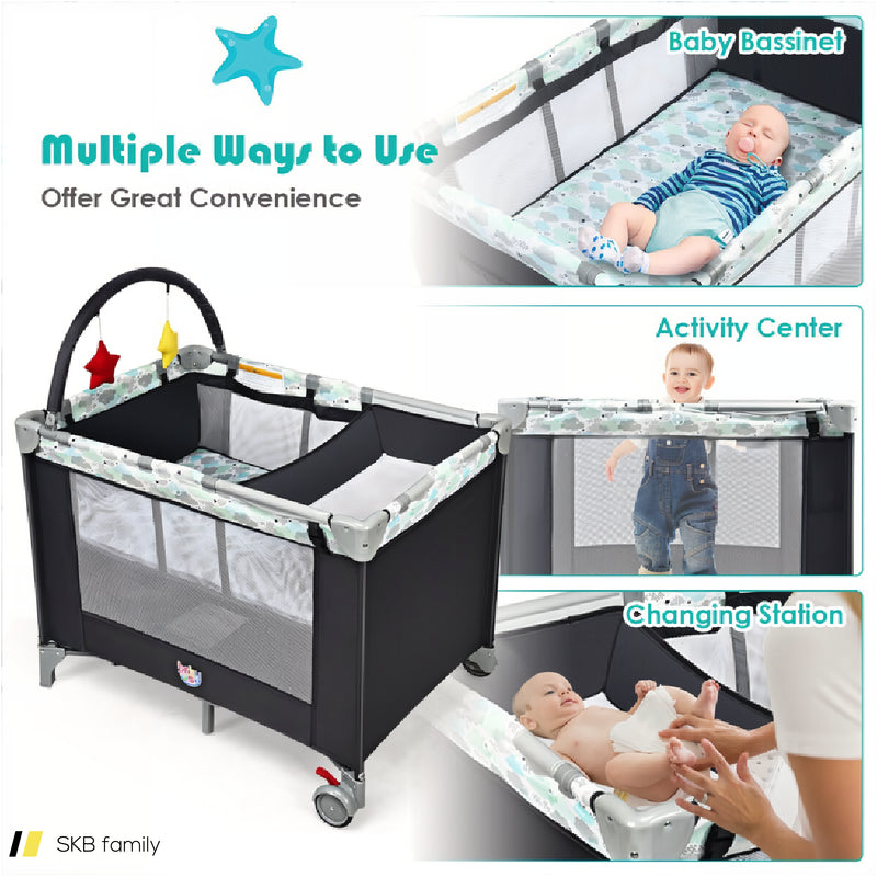 Portable Baby Playard Playpen Nursery Center With Changing Station 240615-229298