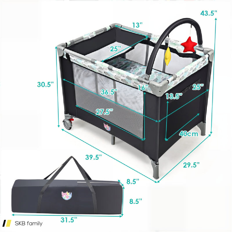 Portable Baby Playard Playpen Nursery Center With Changing Station 240615-229298