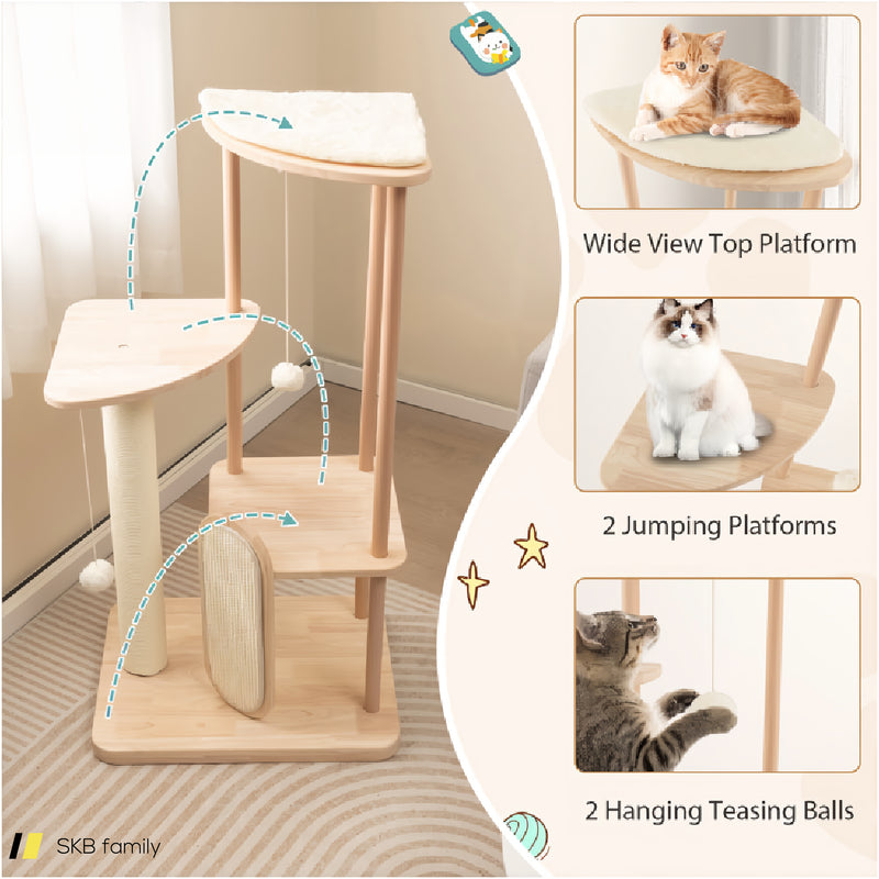 Multi-Level Modern Cat Tower With Scratching Board And Post 240615-229300