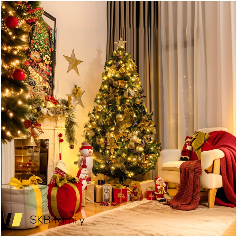 Pre-Lit Artificial Christmas Tree With Ornaments And Lights 240615-229302