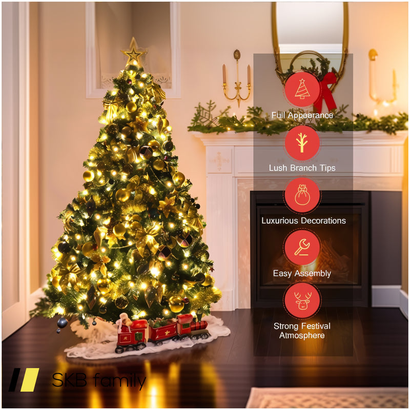 Pre-Lit Artificial Christmas Tree With Ornaments And Lights 240615-229302