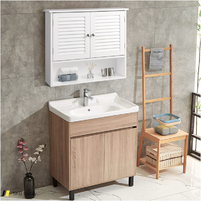 Double Doors Shelves Bathroom Wall Storage Cabinet 240615-229307