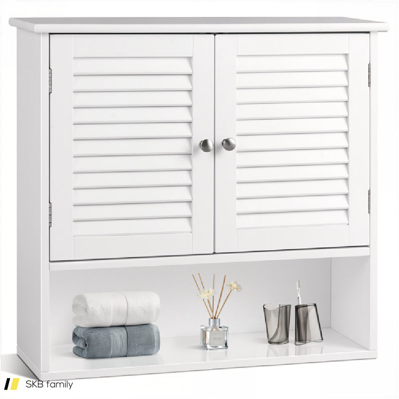 Double Doors Shelves Bathroom Wall Storage Cabinet 240615-229307