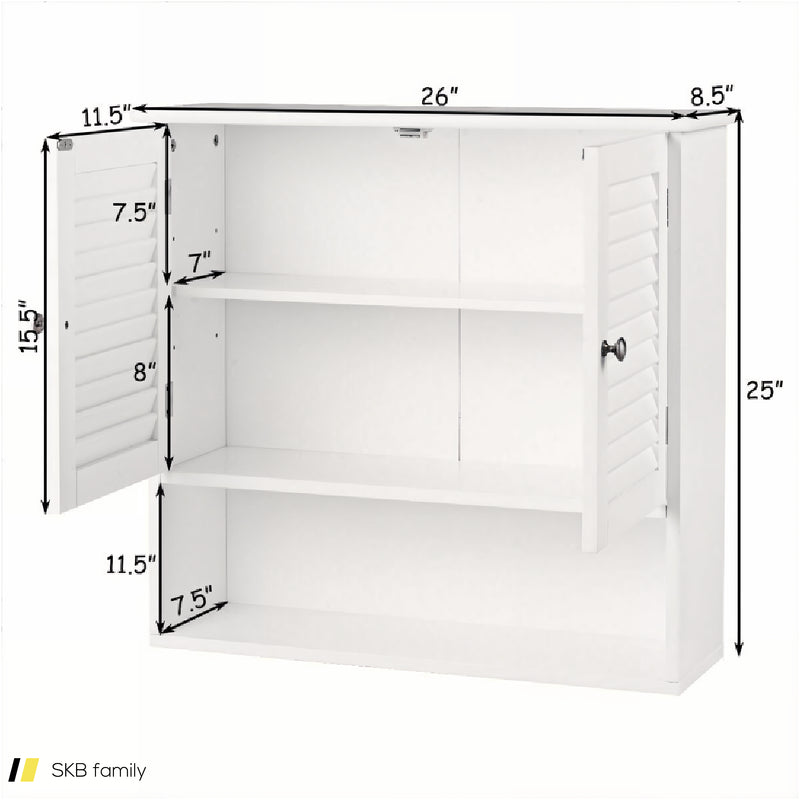 Double Doors Shelves Bathroom Wall Storage Cabinet 240615-229307