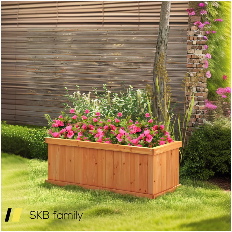 Raised Garden Bed Wooden Planter Box With 4 Drainage Holes And Detachable Bottom Panels 240615-229313