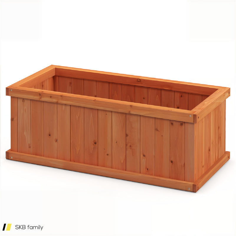 Raised Garden Bed Wooden Planter Box With 4 Drainage Holes And Detachable Bottom Panels 240615-229313