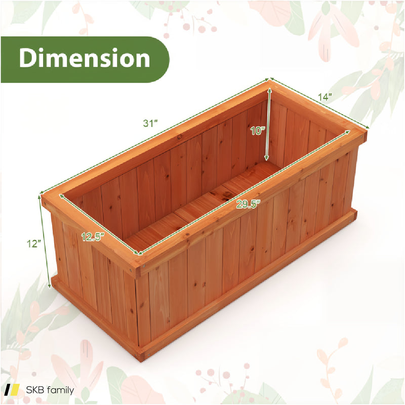 Raised Garden Bed Wooden Planter Box With 4 Drainage Holes And Detachable Bottom Panels 240615-229313