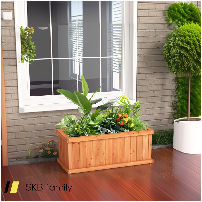 Raised Garden Bed Wooden Planter Box With 4 Drainage Holes And Detachable Bottom Panels 240615-229313