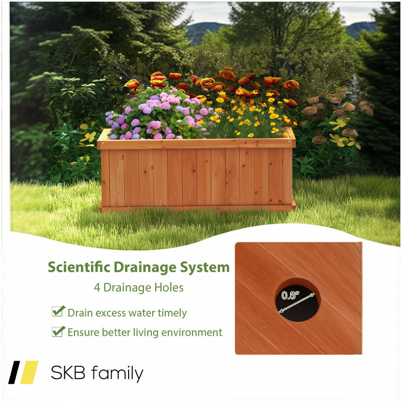 Raised Garden Bed Wooden Planter Box With 4 Drainage Holes And Detachable Bottom Panels 240615-229313