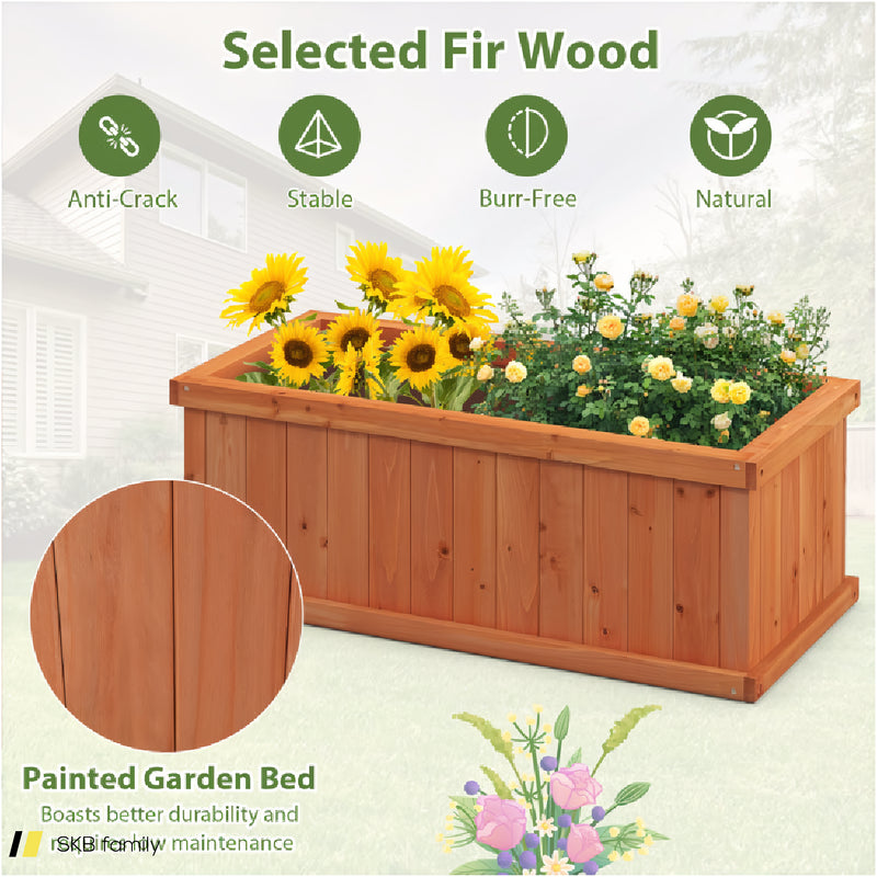 Raised Garden Bed Wooden Planter Box With 4 Drainage Holes And Detachable Bottom Panels 240615-229313